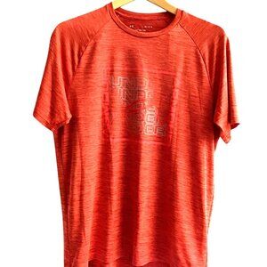 Under Armour Mens Tech Tee Shirt Raglan Sleeves Medium Red Heather Athletic